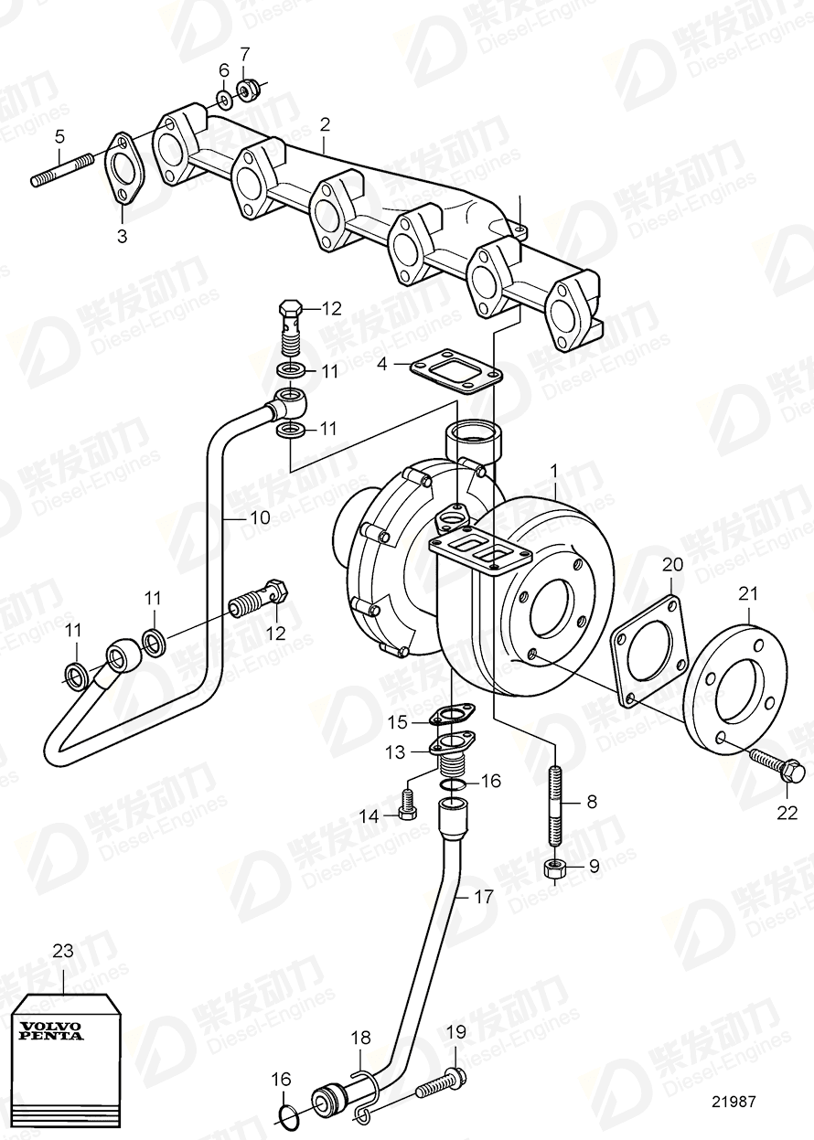volvo penta Turbocharger 20500295 Drawing volvo penta Turbocharger 20500295 Drawing
